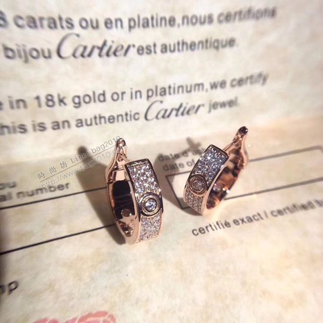 Cartier首飾 卡地亞新版 原單滿天星耳扣 高端925純銀高碳鑽耳環  zgk1343